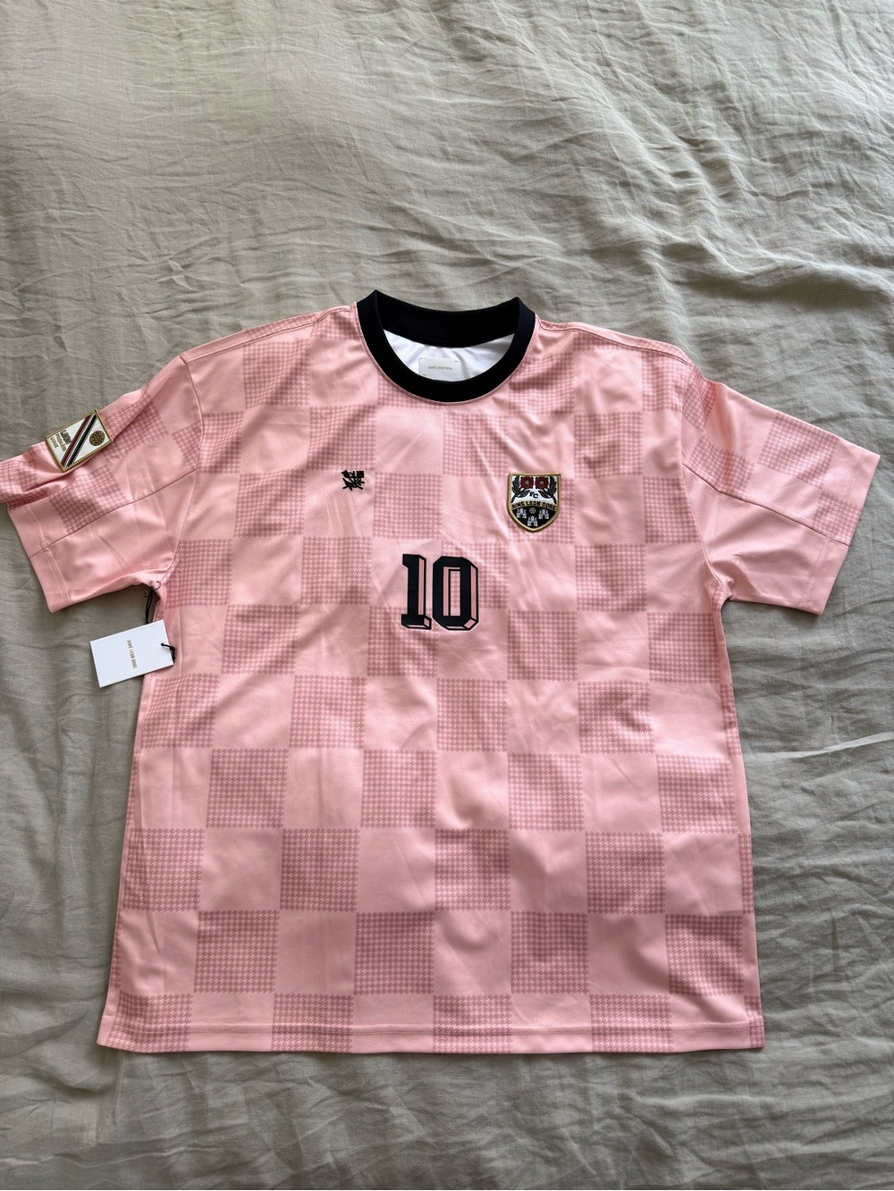 Aime Leon Dore Pink Checker Soccer Jersey with Black Accents
